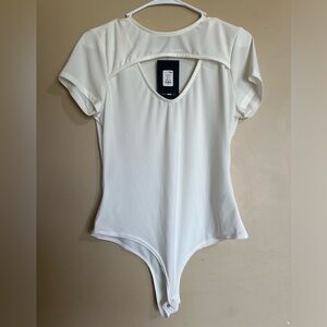 Fashion Nova Women's White Short Sleeve Bodysuit